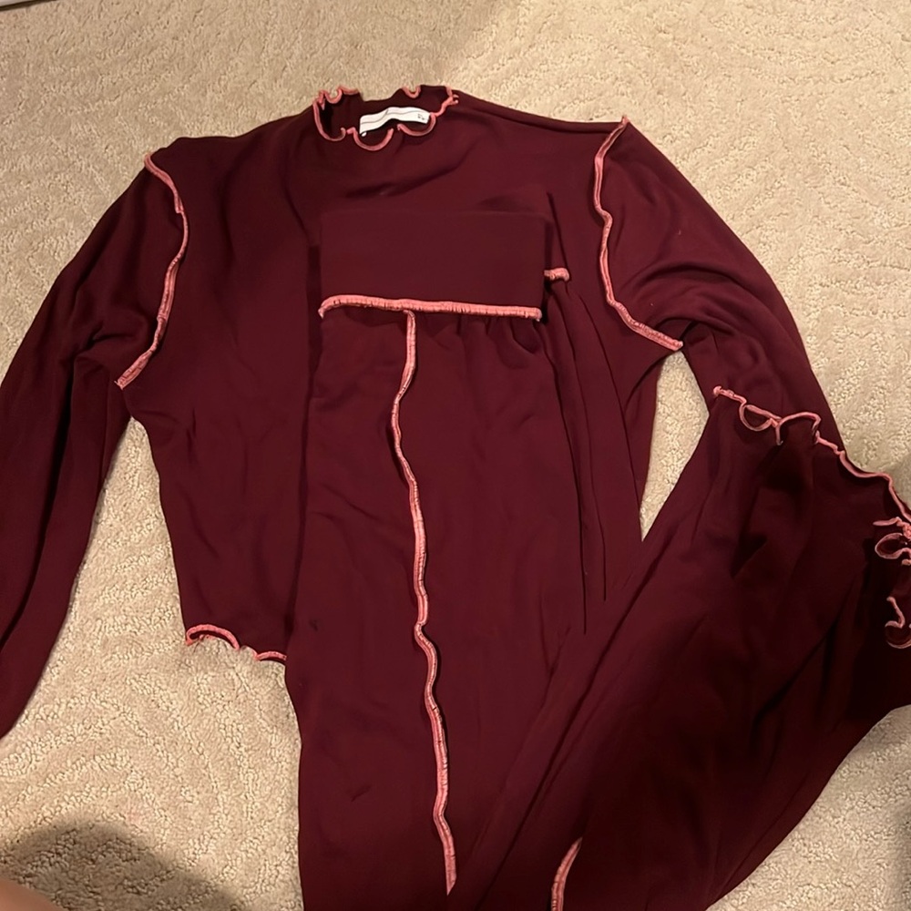 Burgundy pant Set